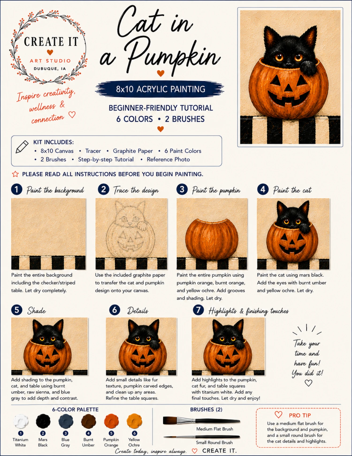 Cat in a Pumpkin paint kit
