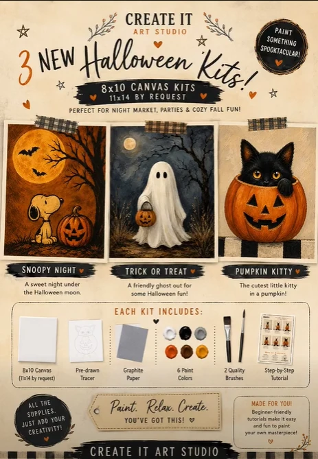 Three Create It Halloween paint kits
